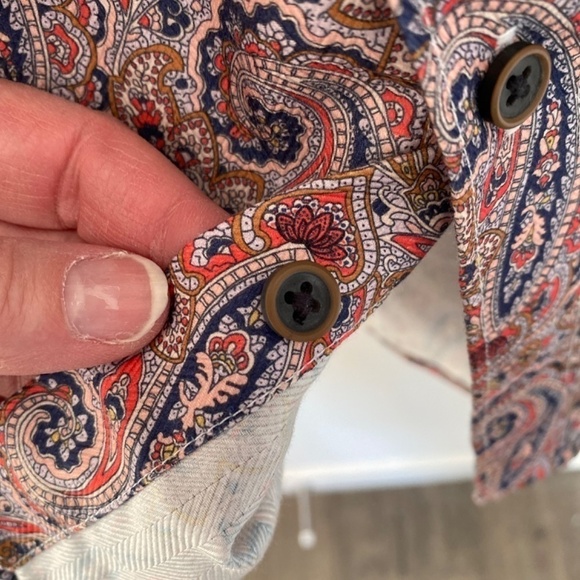 Daniel Hechter Paris Long Sleeve Button Down Shirt, Pink Orange Blue Paisley - Picture 9 of 13